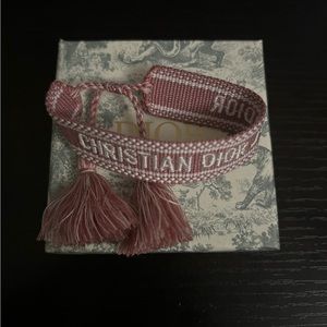 Used Christian Dior Woven Friendship Bracelet Pink